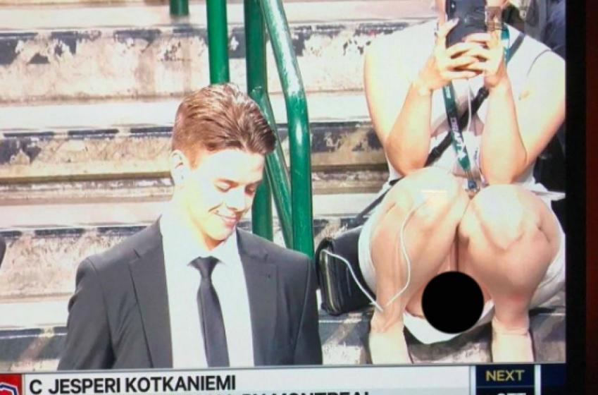 Pantyless woman steals the show during the NHL draft's first round