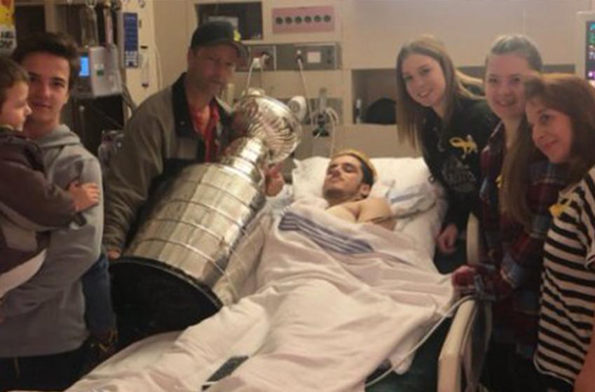 Injured Humboldt Broncos players get special day with the Stanley Cup in hospital