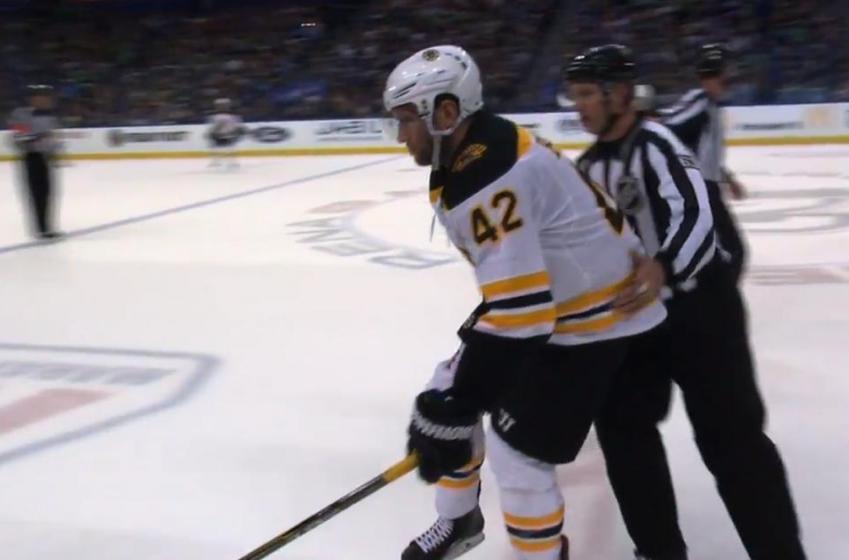 BREAKING: David Backes leaves tonight's game bloodied after a gruesome cut to leg