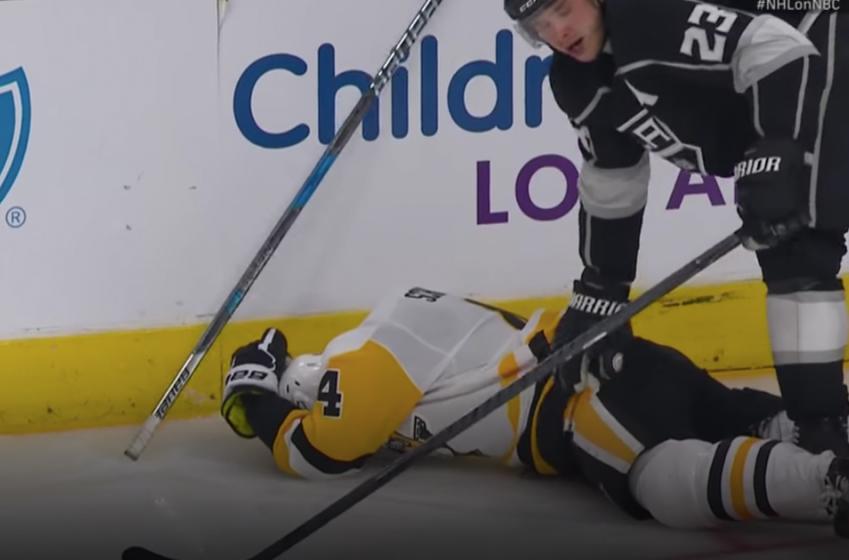 Dustin Brown lays vicious crosscheck to Pens' Schultz neck, gets ejected from the game