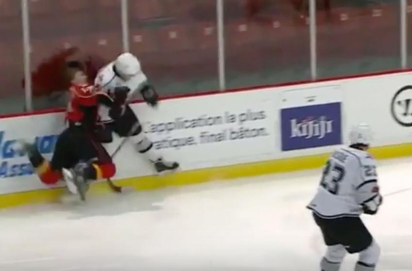 Young player lays the most brutal hit to the head you'll see all year! 
